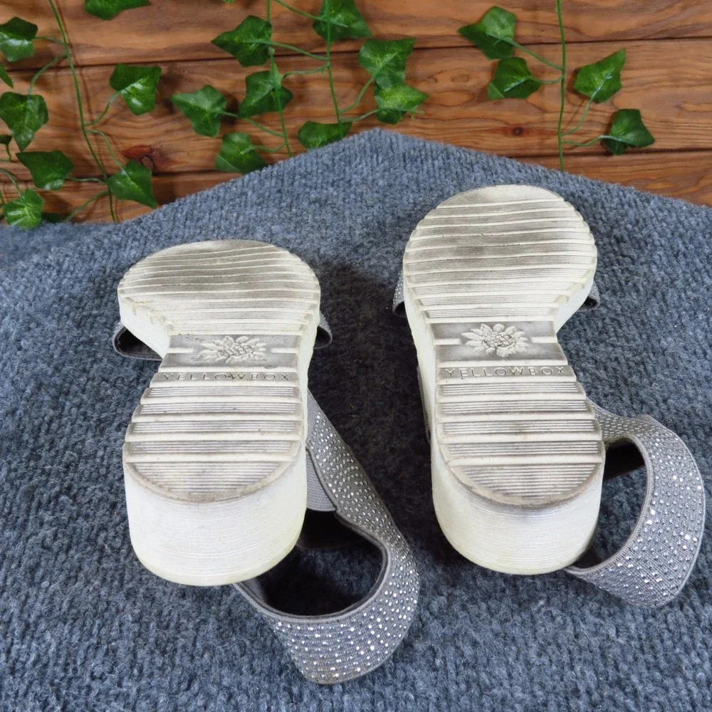 Yellow Box Jossie Women Wedge Sandals Size 6 Casual Comfort Gray Rhinestone - Picture 5 of 6